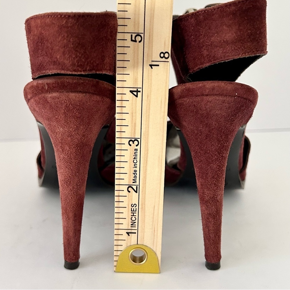 Diane von Furstenberg DVF Suede Heels Slingback Shoe Glamouratti Burgundy Size 7 - Picture 15 of 16